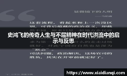 史鸿飞的传奇人生与不屈精神在时代洪流中的启示与反思